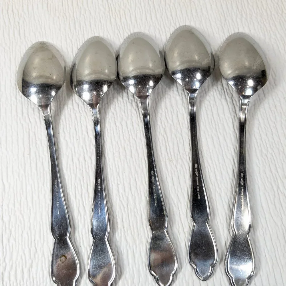 Vintage The Cellar LIVINGSTON place oval soup spoon SET 5 Stainless‎ steel